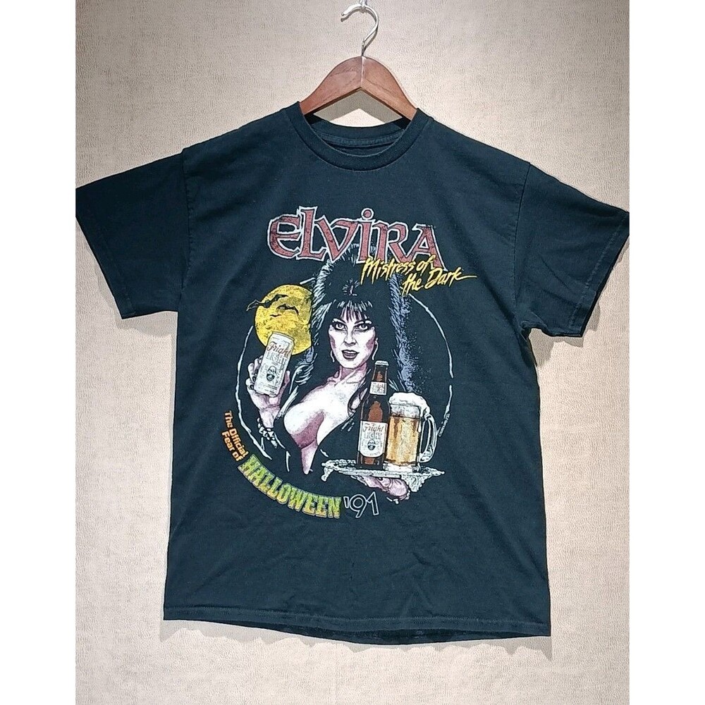 Elvira Mistress of the Dark Fright Light Halloween 91 Tee Medium